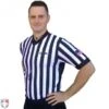 Kentucky (KHSAA) 1" Stripe Body Flex Men's V-Neck Side Panel Referee Shirt -Ump Attire Clothing Store USA201KY FLEX Worn Front Angled