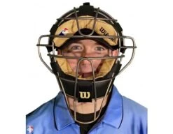 Wilson MLB Titanium Umpire Mask With Two-Tone -Ump Attire Clothing Store A3007T Wilson Titanium Umpire Mask Worn Front View 1