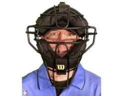 Wilson Dyna-Lite Aluminum Umpire Mask With Memory Foam -Ump Attire Clothing Store A3009 AL Wilson Dyna Lite Aluminum Umpire Mask with Memory Foam Worn Front View