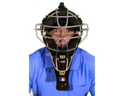 Wilson MLB Gold 6" Umpire Throat Guard -Ump Attire Clothing Store A3901 YE Wilson MLB Gold Umpire Throat Gurad Worn Front View