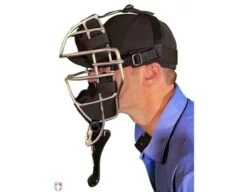 Wilson MLB Gold 6" Umpire Throat Guard -Ump Attire Clothing Store A3901 YE Wilson MLB Gold Umpire Throat Gurad Worn Side View
