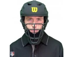 Wilson MLB Pro Stock Titanium Umpire Helmet -Ump Attire Clothing Store A5800 Wilson Pro Stock Titanium Umpire Helmet Worn Front View