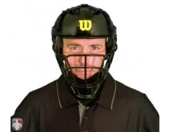 Wilson MLB Pro Stock Steel Umpire Helmet 13 Wilson MLB Pro Stock Steel Umpire Helmet -Ump Attire Clothing Store A5801 Wilson Pro Stock Steel Umpire Helmet Worn Front View