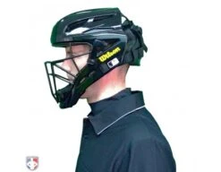 Wilson MLB Pro Stock Steel Umpire Helmet 14 Wilson MLB Pro Stock Steel Umpire Helmet -Ump Attire Clothing Store A5801 Wilson Pro Stock Steel Umpire Helmet Worn Side View