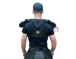 Wilson MLB West Vest Pro Gold 2 Memory Foam Umpire Chest Protector -Ump Attire Clothing Store B7203 Wilson MLB West Vest Pro Gold 2 Memory Foam Umpire Chest Protector worn back 1