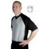 Smitty Grey V-Neck Referee Shirt With Black Raglan Sleeves And 3" Side Panel -Ump Attire Clothing Store BK 207 Left