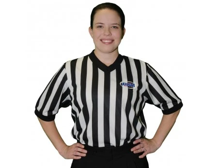 Kentucky (KHSAA) 1" Stripe Body Flex Women's V-Neck Side Panel Referee Shirt 3 Kentucky (KHSAA) 1" Stripe Body Flex Women's V-Neck Side Panel Referee Shirt