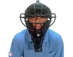 Champro Vented 4 1/2" Umpire Throat Guard -Ump Attire Clothing Store CM TG 45 Worn Front