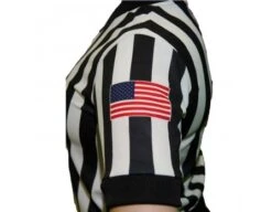 Smitty Dye Sublimated Women's 1" Stripe V-Neck Referee Shirt With USA FLAG -Ump Attire Clothing Store Dye sub USA211 Flag