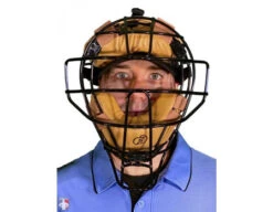 Force3 Defender Umpire Mask With Tan -Ump Attire Clothing Store F3 DEF BK TN Force3 Defender Umpire Mask with Tan Worn Front View 1