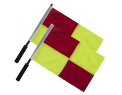 Champion Soccer Flags Set - Checkered Yellow & Red -Ump Attire Clothing Store LF2 Champion Soccer Flags Set Checkered Yellow Red angled