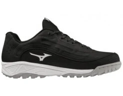 Mizuno Ambition 3 All-Surface Black & White Low-Cut Field Shoes 10 Mizuno Ambition 3 All-Surface Black & White Low-Cut Field Shoes -Ump Attire Clothing Store MZ AB3L BW Mizuno Ambition 3 All Surface Black White Low Cut Shoes side 1
