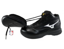 Mizuno Pro Wave Black & White Mid-Cut Umpire Plate Shoes -Ump Attire Clothing Store Mizuno Mid Cut Plate Umpire Shoes shield forward