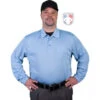 Smitty Long Sleeve Vertical Stripe Umpire Shirt - Powder Blue -Ump Attire Clothing Store S311 PB Front