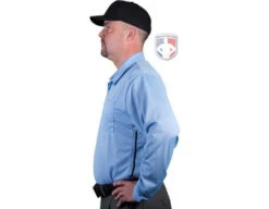 Smitty Long Sleeve Vertical Stripe Umpire Shirt - Powder Blue -Ump Attire Clothing Store S311 PB Left