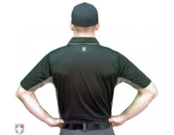 Smitty V2 Major League Replica Umpire Shirt - Black With Charcoal Grey -Ump Attire Clothing Store S314 BK Smitty V2 Major League Replica Black with Charcoal Grey Worn Back View