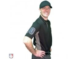 Smitty V2 Major League Replica Umpire Shirt - Black With Charcoal Grey -Ump Attire Clothing Store S314 BK with N4 SUB GYBW