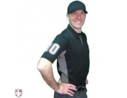 Smitty V2 Major League Replica Umpire Shirt - Black With Charcoal Grey -Ump Attire Clothing Store S314 BK with N4 SUB WBW