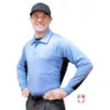 Smitty V2 Major League Replica Long Sleeve Umpire Shirt - Sky Blue With Black