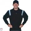 Smitty Traditional Half-Zip Umpire Jacket - Black And Powder Blue -Ump Attire Clothing Store S320 BK PB Smitty Traiditonal Half Zip Umpire Jacket Black with Polo Blue Front View