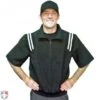 Smitty Traditional Half-Zip Short Sleeve Umpire Jacket - Black And White -Ump Attire Clothing Store S324 BK WH Smitty Traditional Half Zip Short Sleeve Umpire Jacket Black and White Worn Front View