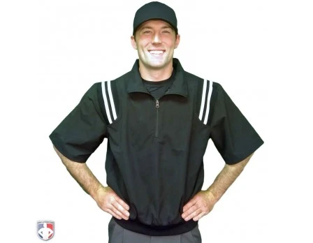 Smitty Traditional Half-Zip Short Sleeve Umpire Jacket - Black And White 3 Smitty Traditional Half-Zip Short Sleeve Umpire Jacket - Black And White