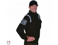 Smitty Major League Style Fleece Lined Umpire Jacket - Black And Polo Blue 8 Smitty Major League Style Fleece Lined Umpire Jacket - Black And Polo Blue -Ump Attire Clothing Store S330 BK PB Smitty Major League Style Fleece Lined Umpire Jacket Black with Powder Blue Front Angled View with N4 SUB BPBW