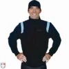 Smitty Major League Style Fleece Lined Umpire Jacket - Black And Polo Blue -Ump Attire Clothing Store S330 BK PB Smitty Major League Style Fleece Lined Umpire Jacket Black with Powder Blue Front View 2