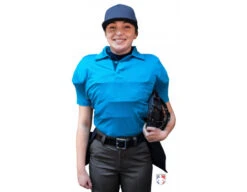 Smitty NCAA Softball Short Sleeve Body Flex Women's Umpire Shirt - Bright Blue -Ump Attire Clothing Store S346 BB Smitty NCAA Softball Short Sleeve Body Flex Womens Umpire Shirt Bright Blue front plate