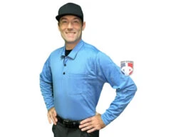 Smitty V3 Major League Replica Long Sleeve Umpire Shirt - Sky Blue With Black -Ump Attire Clothing Store S350 SB Smitty V3 Major League Replica Long Sleeve Umpire Shirt Sky Blue with Black angle
