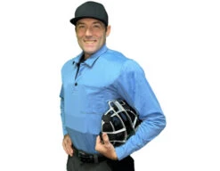 Smitty V3 Major League Replica Long Sleeve Umpire Shirt - Sky Blue With Black -Ump Attire Clothing Store S350 SB Smitty V3 Major League Replica Long Sleeve Umpire Shirt Sky Blue with Black plate angle