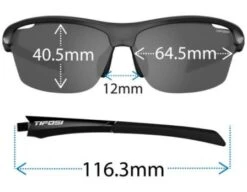 Tifosi Intense Sunglasses - Gloss Black / Smoke -Ump Attire Clothing Store TIF INTENSE GBS Tifosi Intense Sunglasses Gloss Black Smoke Front with Dimensions
