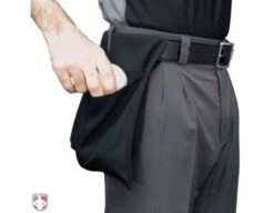 Smitty Professional Style Cloth Umpire Ball Bag -Ump Attire Clothing Store U112P BK Smitty Proessional Black Umpire Ball Bag Worn Side with Baseball jpg