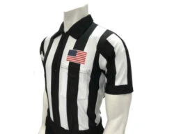 Smitty 2 1/4" Stripe Body Flex Short Sleeve Football Referee Shirt With CHEST USA FLAG