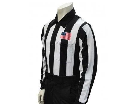 Smitty 2 1/4" Stripe Long Sleeve Football Referee Shirt With CHEST USA FLAG 3 Smitty 2 1/4" Stripe Long Sleeve Football Referee Shirt With CHEST USA FLAG