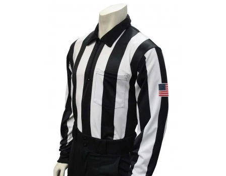 Smitty 2 1/4" Stripe Long Sleeve Football Referee Shirt With SLEEVE USA FLAG 3 Smitty 2 1/4" Stripe Long Sleeve Football Referee Shirt With SLEEVE USA FLAG
