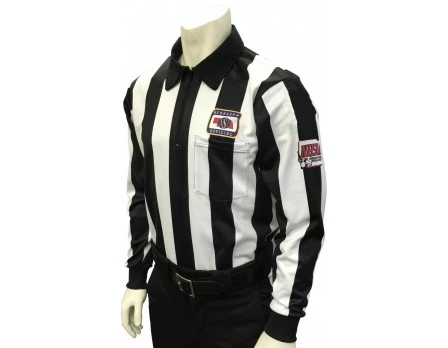Nebraska (NSAA) 2 1/4" Stripe Foul Weather Football Referee Shirt With NHSOA Logo 3 Nebraska (NSAA) 2 1/4" Stripe Foul Weather Football Referee Shirt With NHSOA Logo
