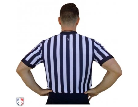 Smitty 1" Stripe Body Flex V-Neck Referee Shirt With USA Flag 7 Smitty 1" Stripe Body Flex V-Neck Referee Shirt With USA Flag - Image 5