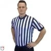 Smitty 1" Stripe Body Flex V-Neck Referee Shirt With USA Flag -Ump Attire Clothing Store USA200 FLEX Worn Front Angled