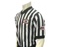 Nebraska (NSAA-NHSOA) 1" Stripe Body Flex Men's V-Neck Referee Shirt With NHSOA Logo