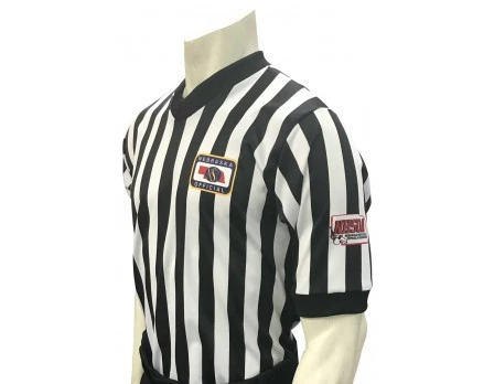 Nebraska (NSAA-NHSOA) 1" Stripe Body Flex Men's V-Neck Referee Shirt With NHSOA Logo 3 Nebraska (NSAA-NHSOA) 1" Stripe Body Flex Men's V-Neck Referee Shirt With NHSOA Logo