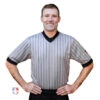 Smitty Body Flex Grey V-Neck Referee Shirt With Black Pinstripes And USA FLAG -Ump Attire Clothing Store USA205 FLEX Front