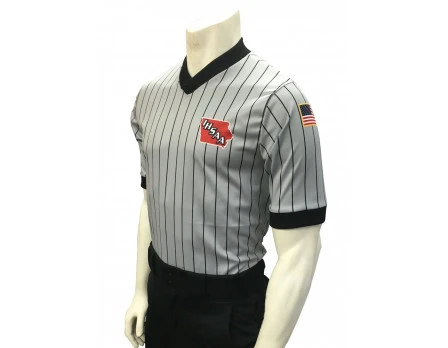 Iowa (IHSAA) Grey V-Neck Short Sleeve Referee Shirt 3 Iowa (IHSAA) Grey V-Neck Short Sleeve Referee Shirt