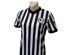 Iowa Girls (IGHSAU) 1" Stripe Body Flex Women's V-Neck Referee Shirt With Side Panels