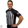 Smitty NCAA Body Flex Basketball Referee Shirt 1 Smitty NCAA Body Flex Basketball Referee Shirt -Ump Attire Clothing Store USA216 FLEX Smitty NCAA Basketball Referee Shirt Front Angled View