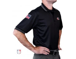 Illinois (IHSA) Umpire Shirt - Black 7 Illinois (IHSA) Umpire Shirt - Black -Ump Attire Clothing Store USA300ILL BK IIllinois Umpire Shirt Black Front Angled Flag