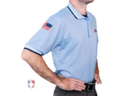Illinois (IHSA) Umpire Shirt - Powder Blue -Ump Attire Clothing Store USA300ILL PB Illinois Umpire Shirt Powder Blue angled flag side