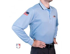 Illinois (IHSA) Long Sleeve Umpire Shirt - Powder Blue -Ump Attire Clothing Store USA301ILL PB Illinois IHSA Long Sleeve Umpire Shirt Powder Blue angled 2