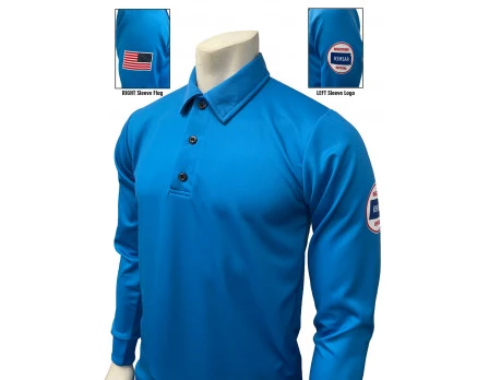 Kansas (KSHSAA) Men's Long Sleeve Volleyball Referee Shirt - Bright Blue 4 Kansas (KSHSAA) Men's Long Sleeve Volleyball Referee Shirt - Bright Blue - Image 2